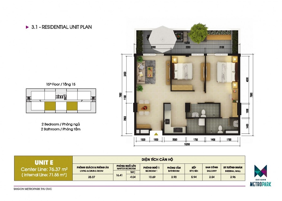 Thiết kế các loại hình căn hộ dự án Saigon Metro Park