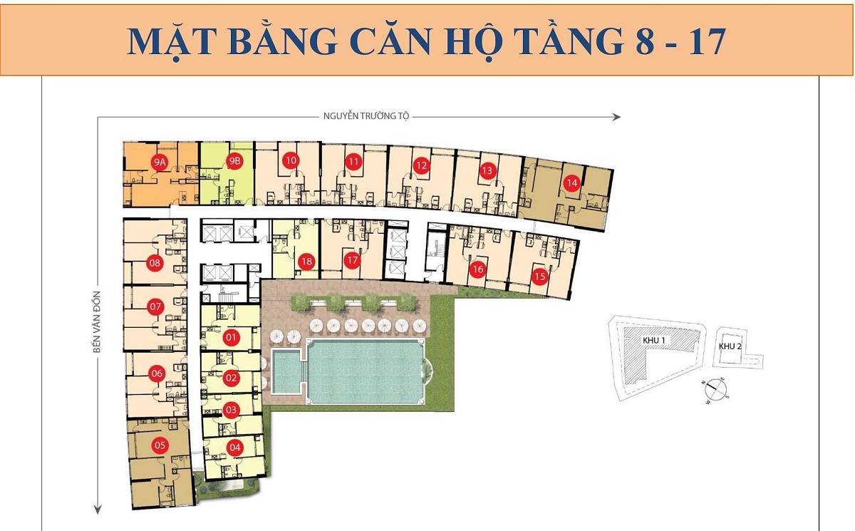 Mặt bằng tầng 8 - 17 dự án Saigon Royal Residences