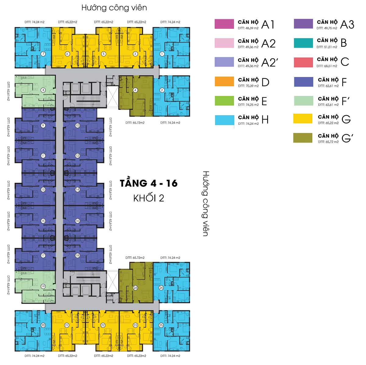 Mặt bằng khối 2 dự án Sky 9