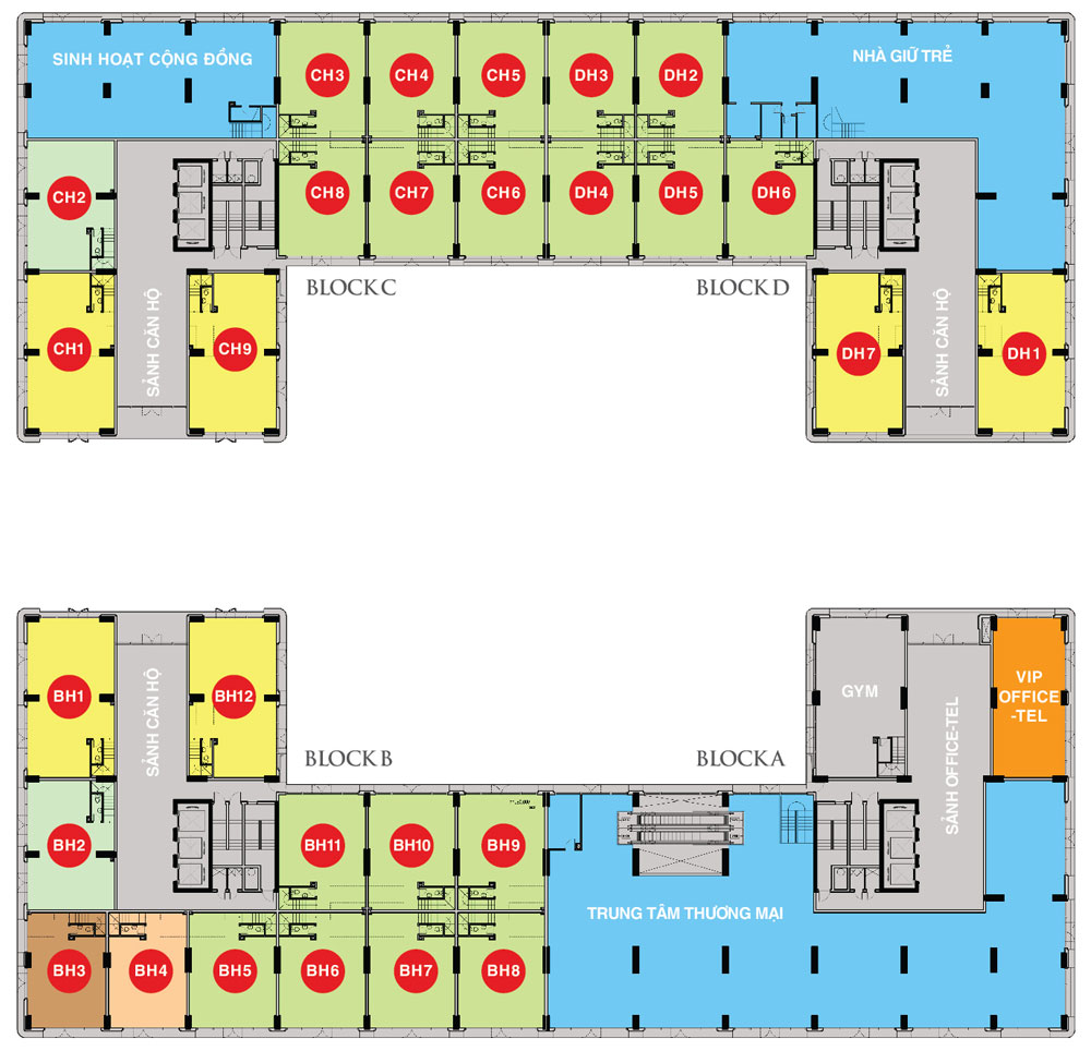 Mặt bằng tầng căn hộ dự án Sky Center