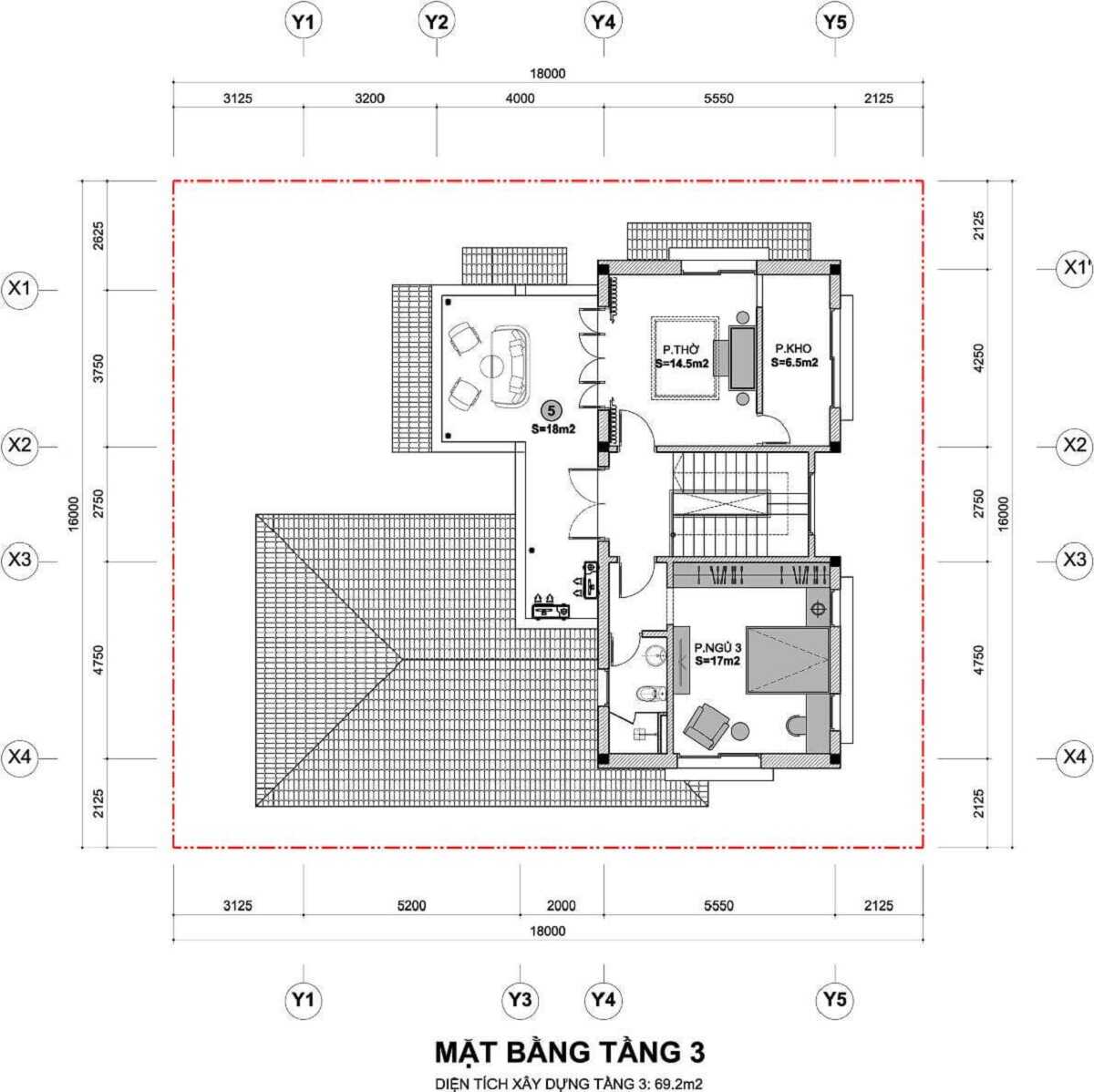 Mặt bằng chi tiết tầng 3