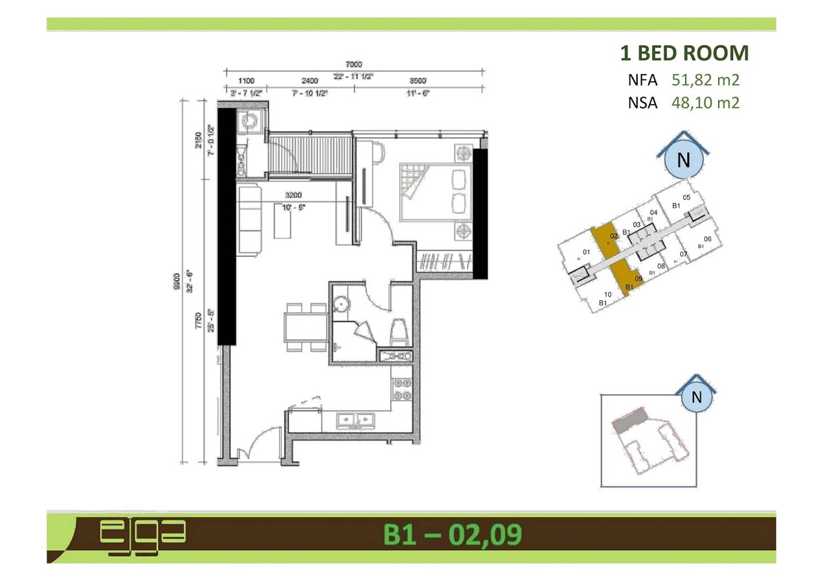 Căn hộ 1 phòng ngủ dự án Sunwah Pearl