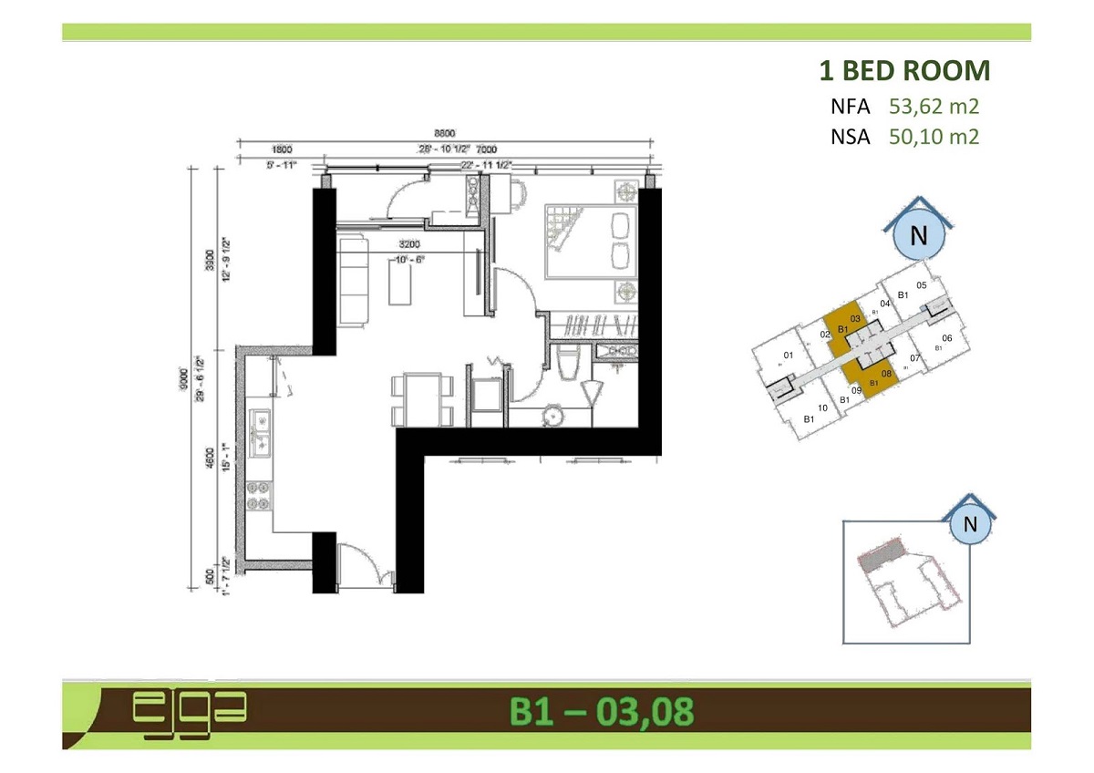 Căn hộ 1 phòng ngủ dự án Sunwah Pearl