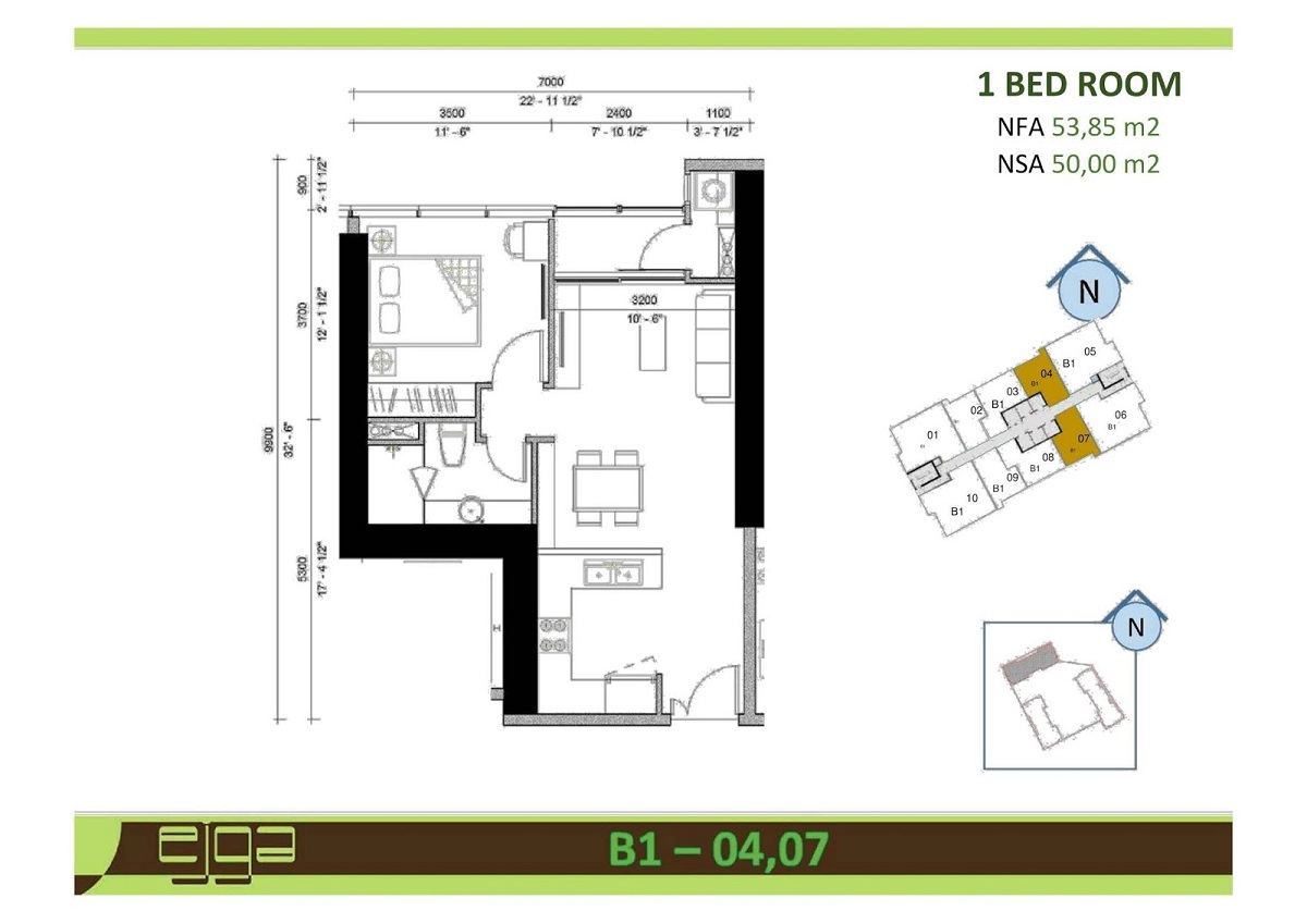 Căn hộ 1 phòng ngủ dự án Sunwah Pearl