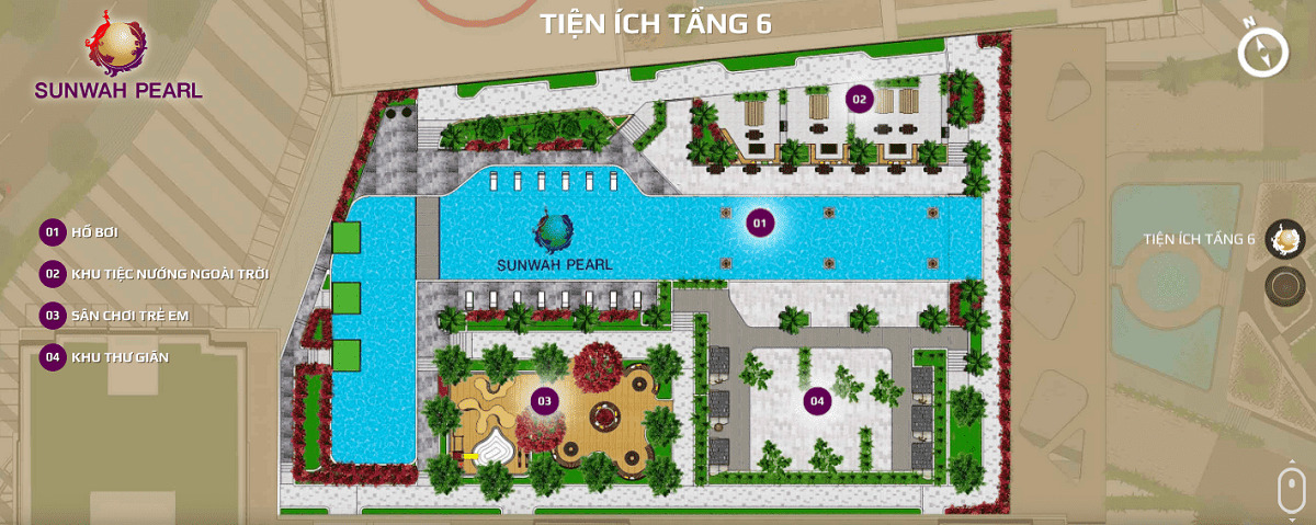 Phân bố tiện ích tại dự án Sunwah Pearl