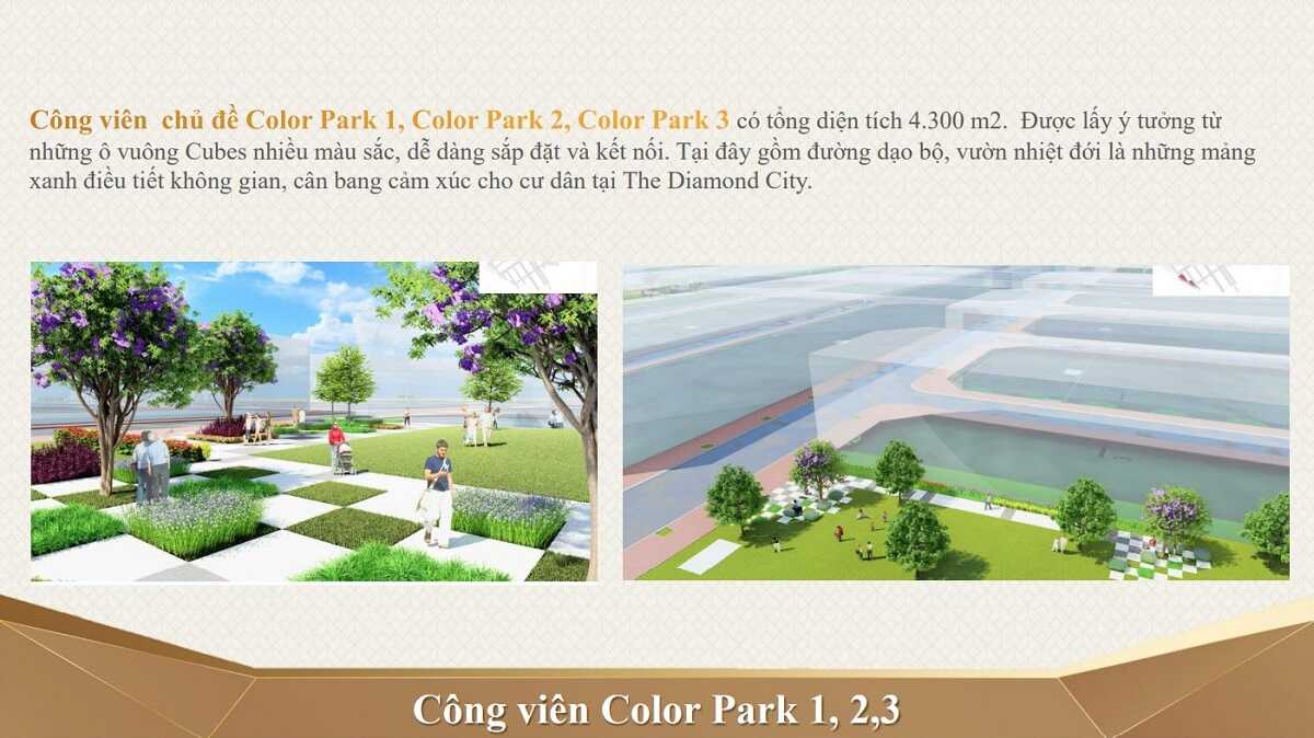 Cụm công viên Color Park 1-2-3 bên trong dự án