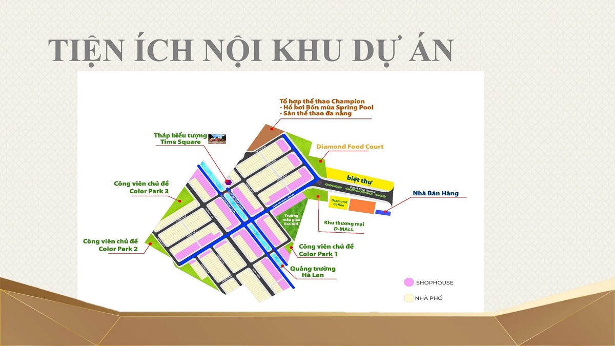 Mặt bằng bố trí tiện ích bên trong dự án