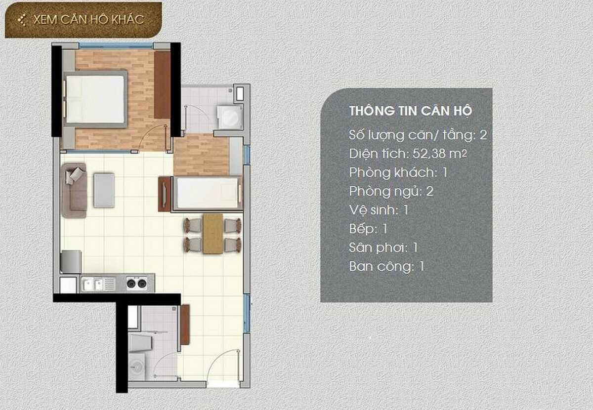 Thiết kế căn hộ 2 phòng ngủ dự án The Park Residence