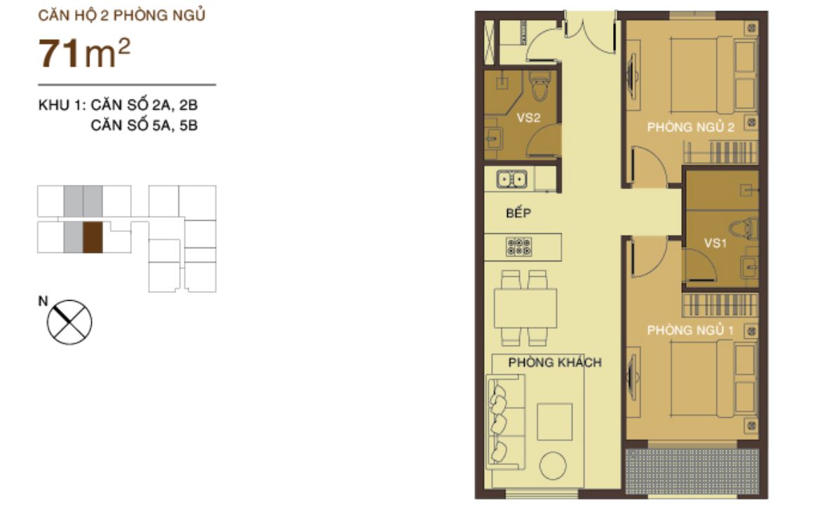 Thiết kế căn hộ 2 phòng ngủ dự án The Prince Residence