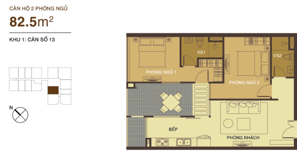 Thiết kế căn hộ 2 phòng ngủ dự án The Prince Residence