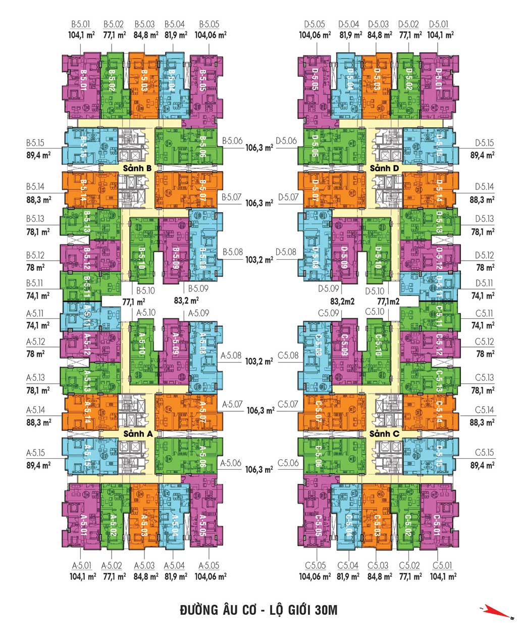 Mặt bằng tầng căn hộ dự án The Southern Dragon