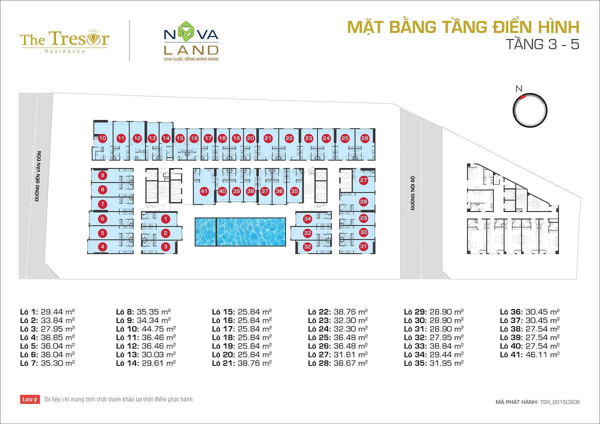 Mặt bằng tầng 3 - 5 dự án The Tresor