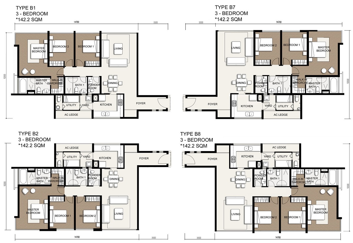 Thiết kế căn hộ loại 3 phòng ngủ