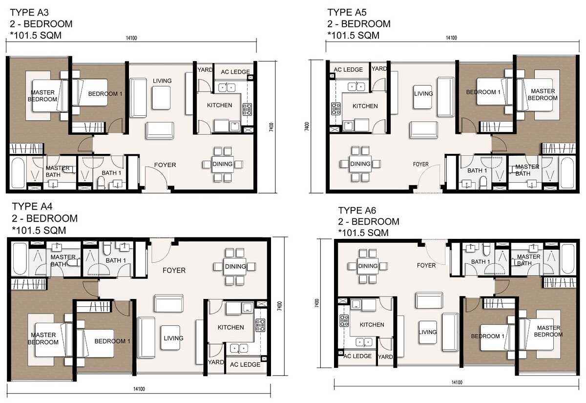 Thiết kế căn hộ 2 phòng ngủ