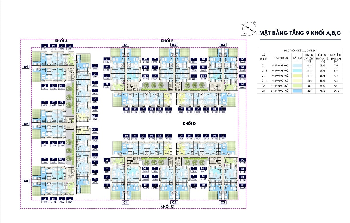 Mặt bằng tầng 9 Thủ Thiêm Green House