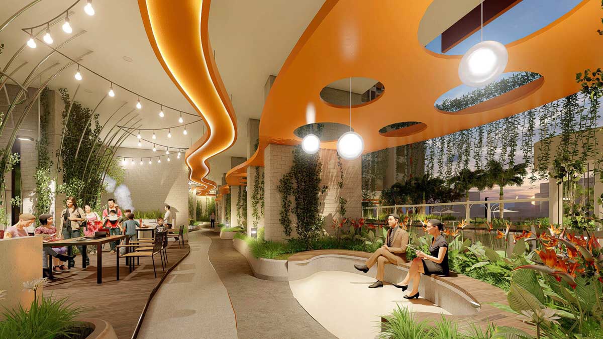 Khu ghế ngồi và lối đi sân vườn hiện đại