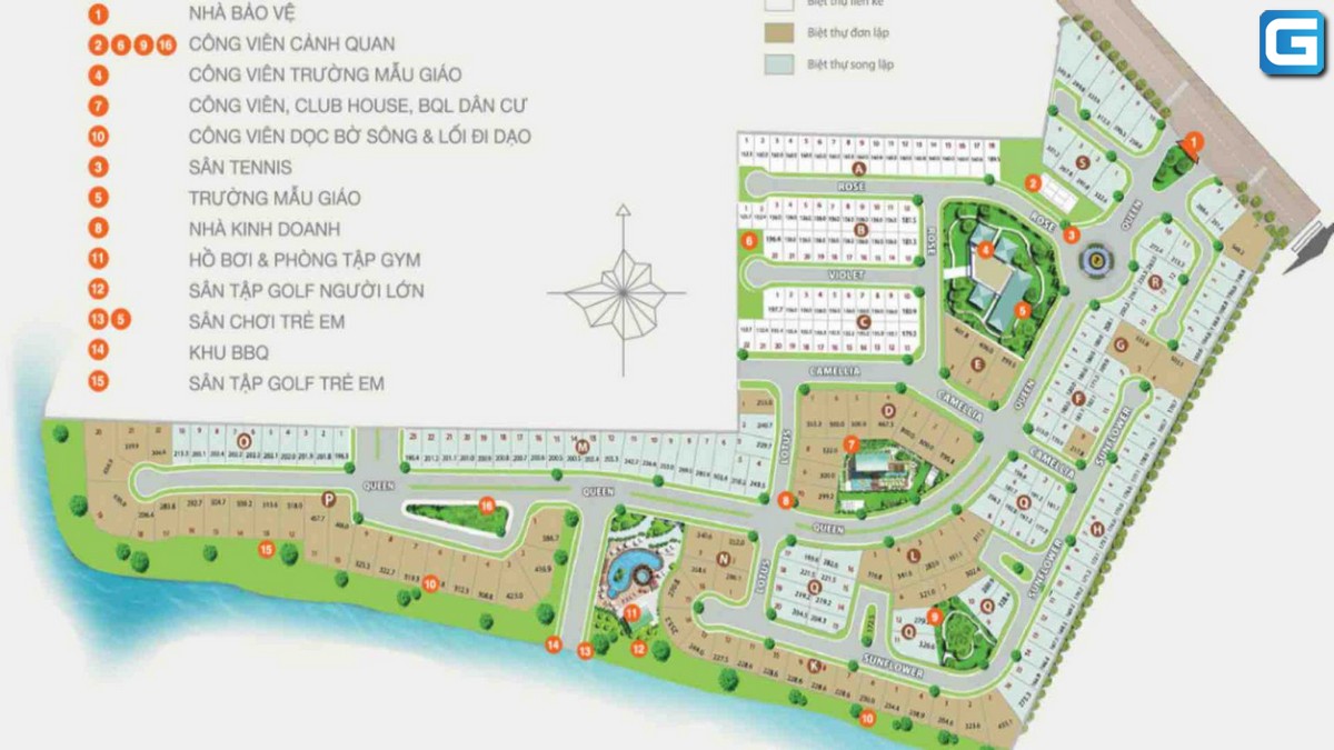 Mặt bằng bố trí các tiện ích dự án Villa Park