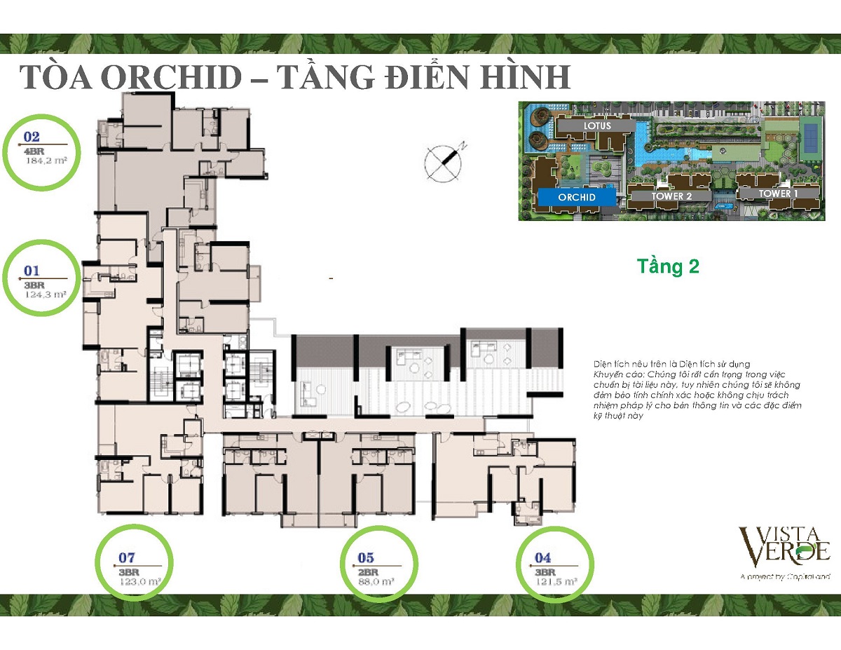 Mặt bằng tòa Orchid dự án Vista Verde