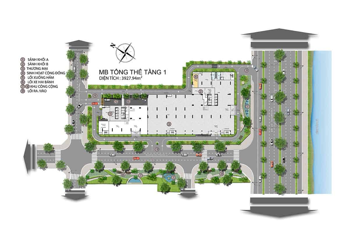 Mặt bằng tầng 1 dự án Viva Riverside