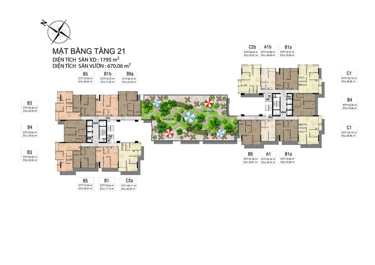 Mặt bằng tầng 21 dự án Viva Riverside