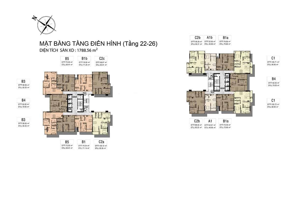 Mặt bằng tầng 22 - 26 dự án Viva Riverside