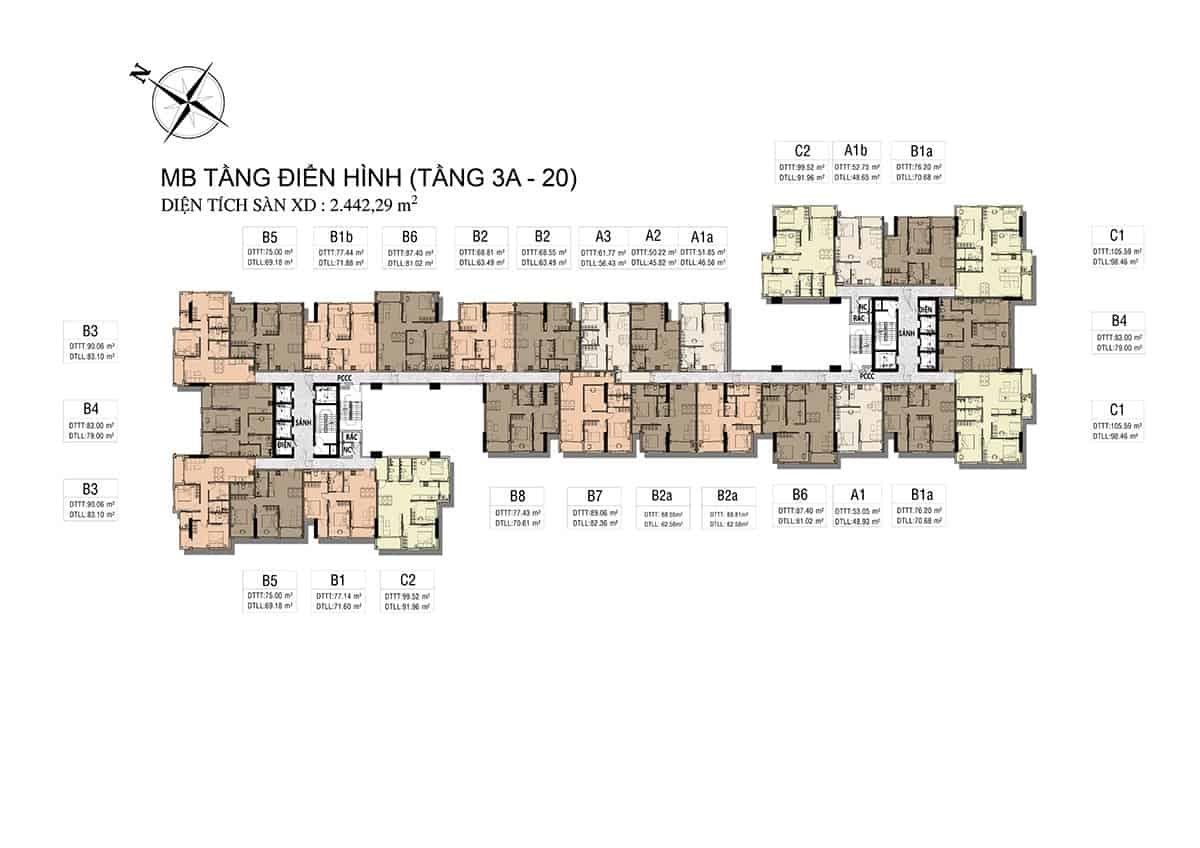 Mặt bằng tầng 22 - 26 dự án Viva Riverside