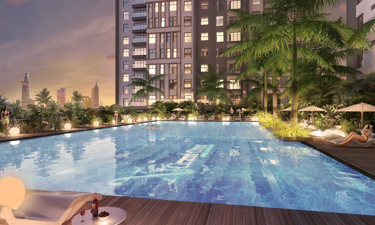 Bể bơi rộng bên trong khuôn viên dự án