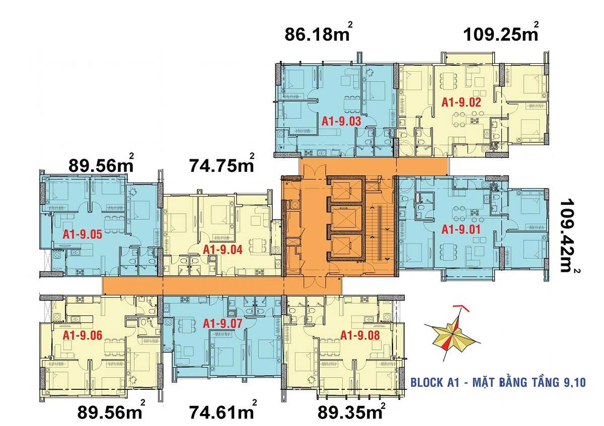 Mặt bằng block A1 dự án Xi Grand Court