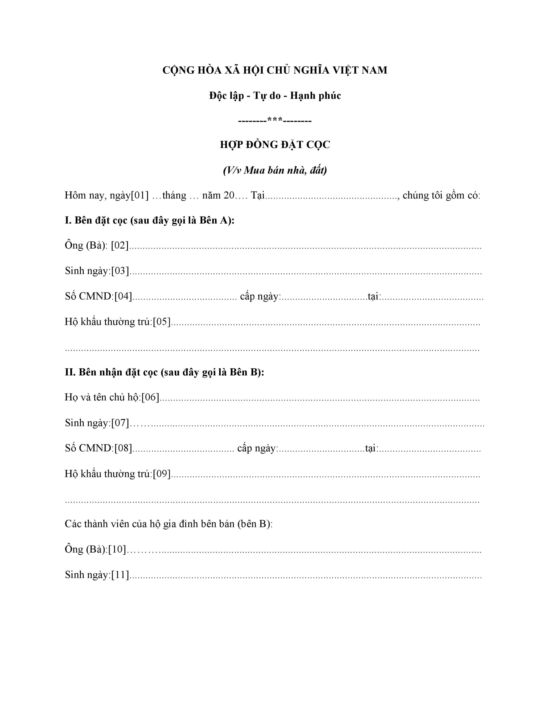 Hợp đồng đặt cọc