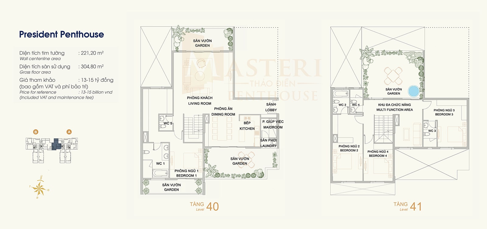 Layout thiết kế President Penthouse tại Thảo Điền