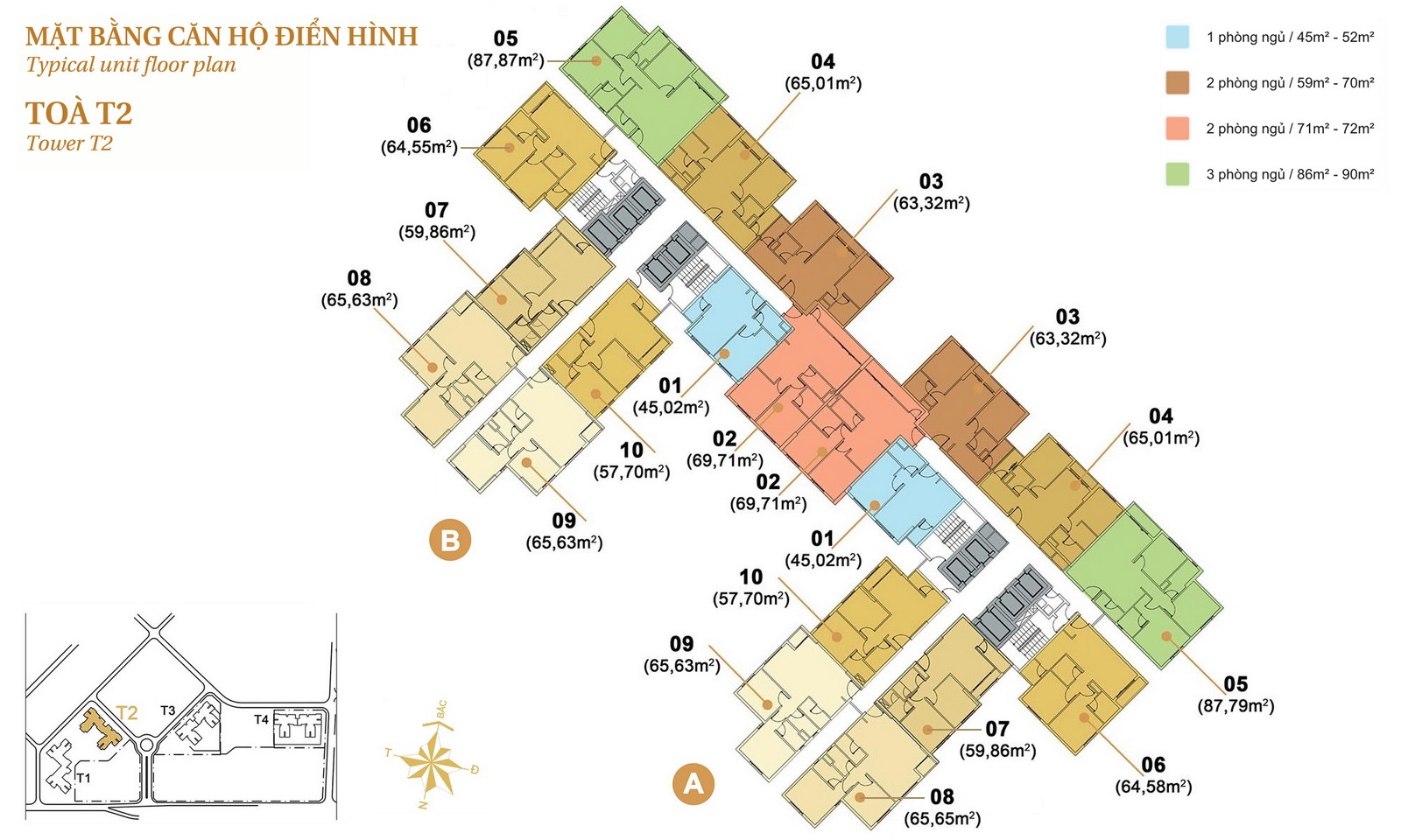 Mặt bằng tầng tòa 2 Masteri Thảo Điền