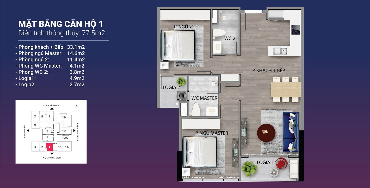 Mặt bằng căn hộ 01 