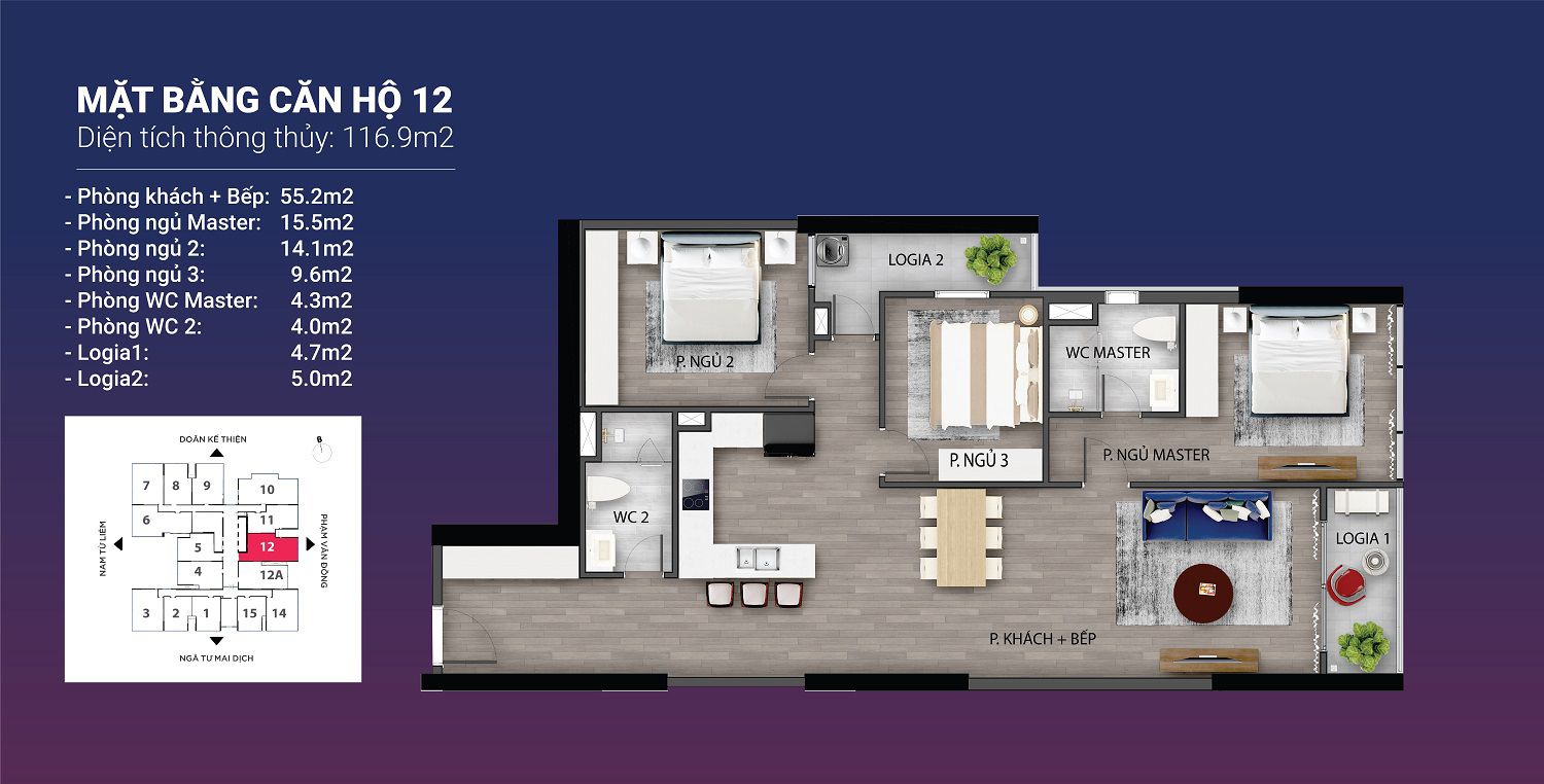 Mặt bằng căn hộ 12