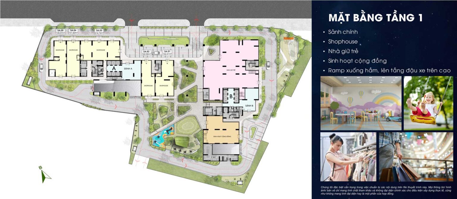 Mặt bằng tầng 1 dự án Moonligth Avenue