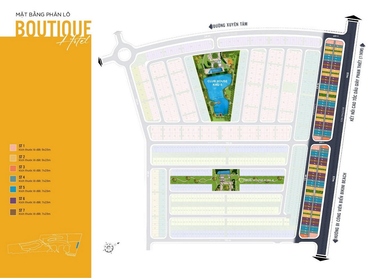 Mặt bằng tổng thể phân khu Boutique Hotel