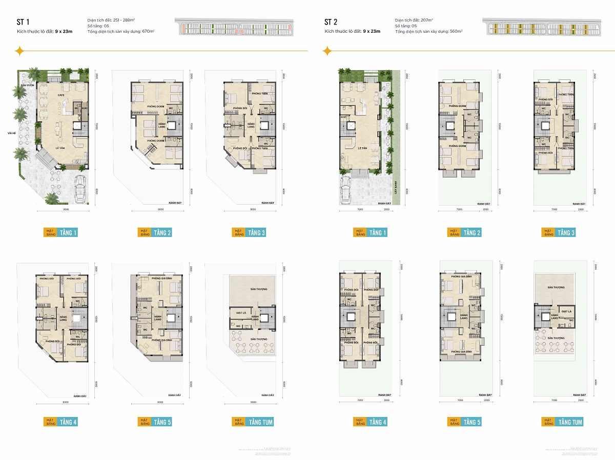 Thiết kế các loại hình căn hộ phân khu Boutique Hotel