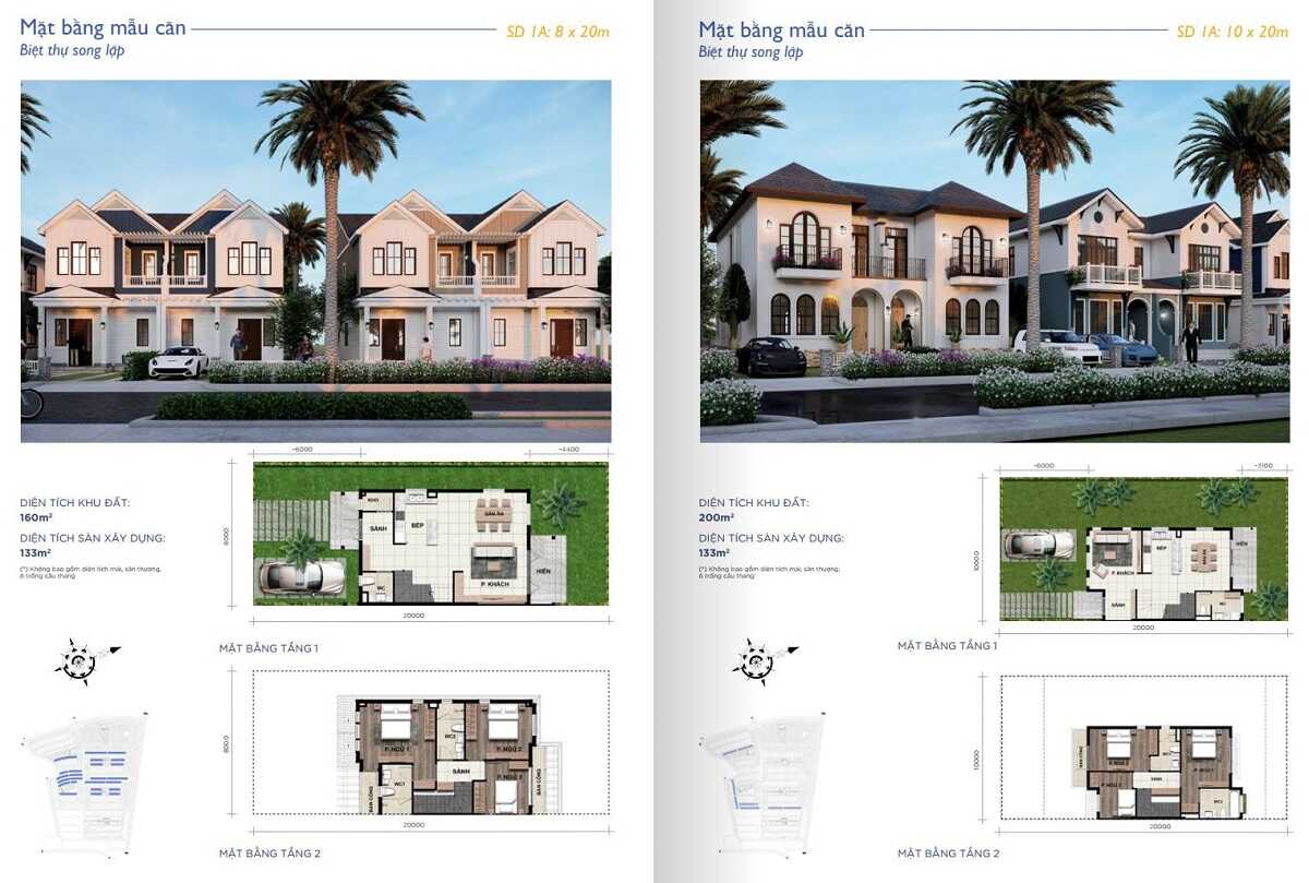 Mặt bằng biệt thự song lập thuộc phân khu Florida