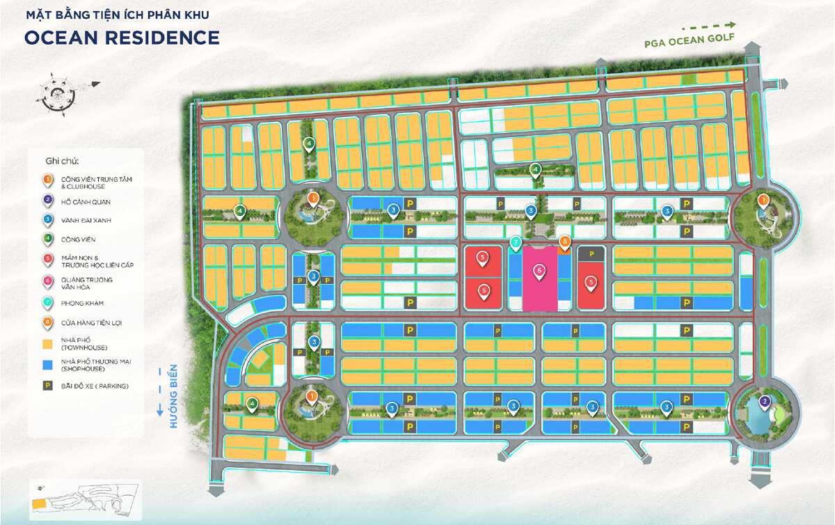 Mặt bằng tiện ích phân khu Ocean Residence
