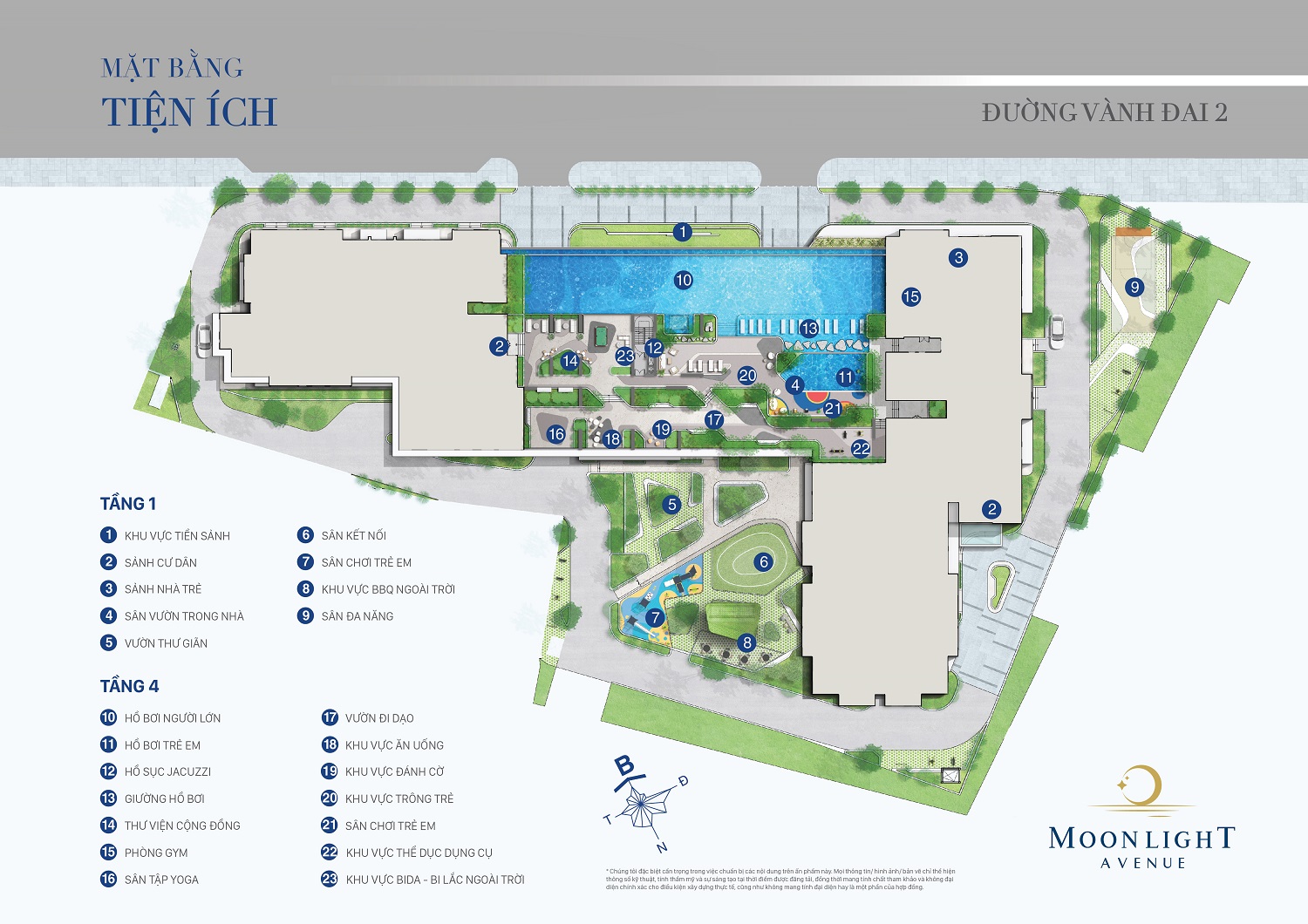Sơ đồ tiện ích nội khu tại  dự án Moonlight Avenue