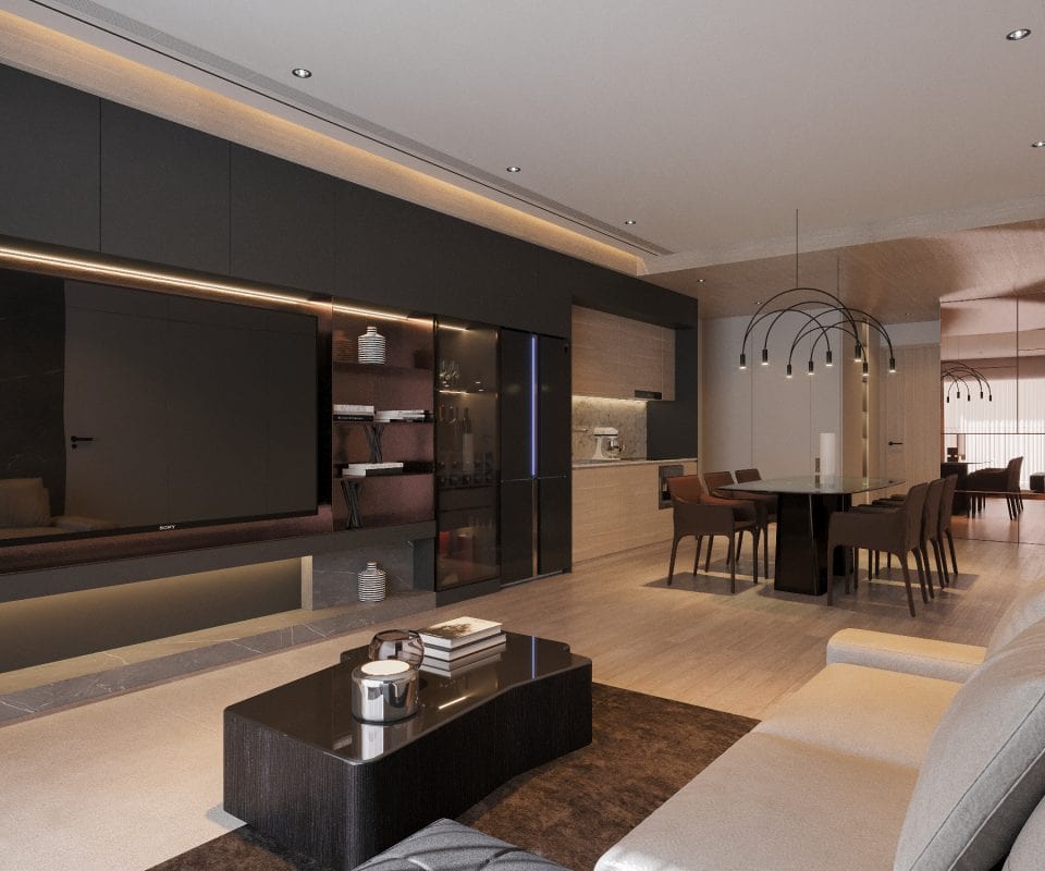 Không gian phòng khách căn hộ The Muse Đà Nẵng rộng rãi