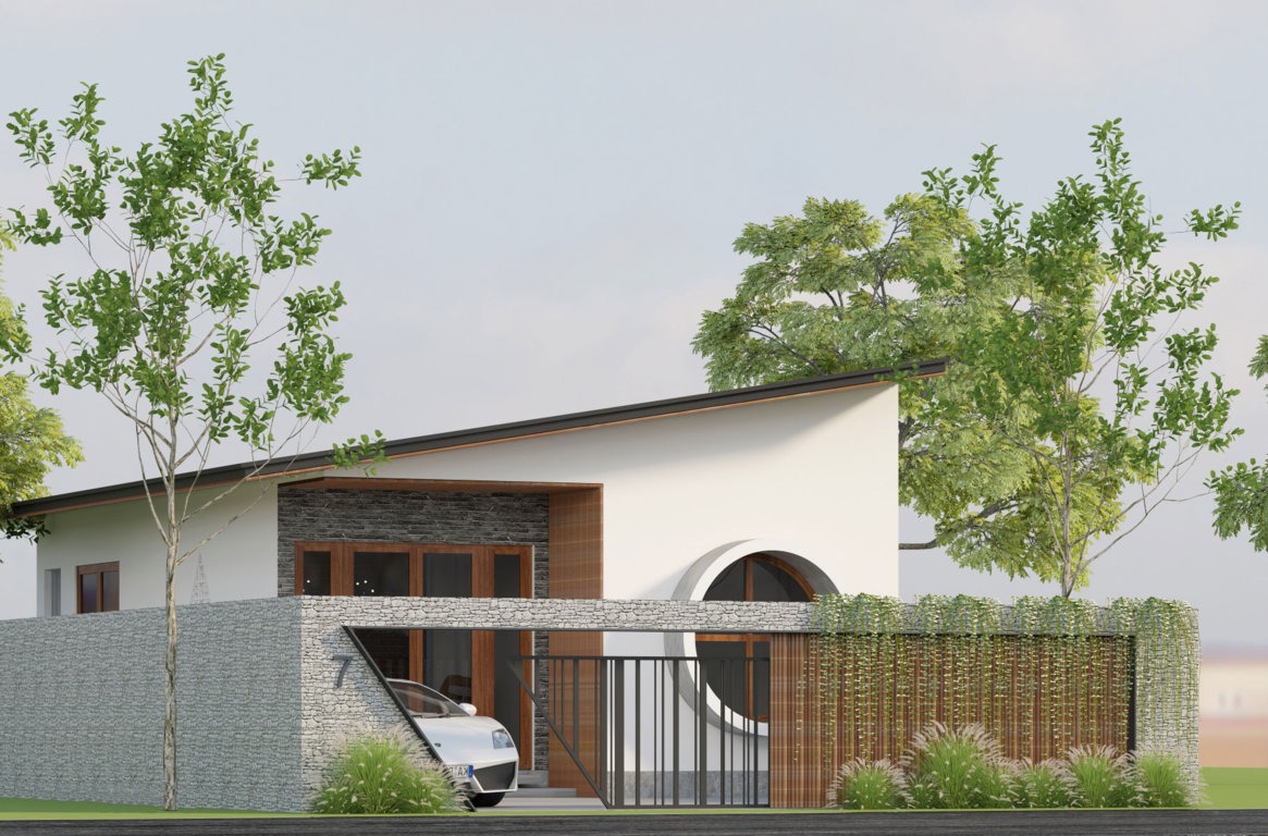 Nhà cấp 4 mái lệch độc đáo