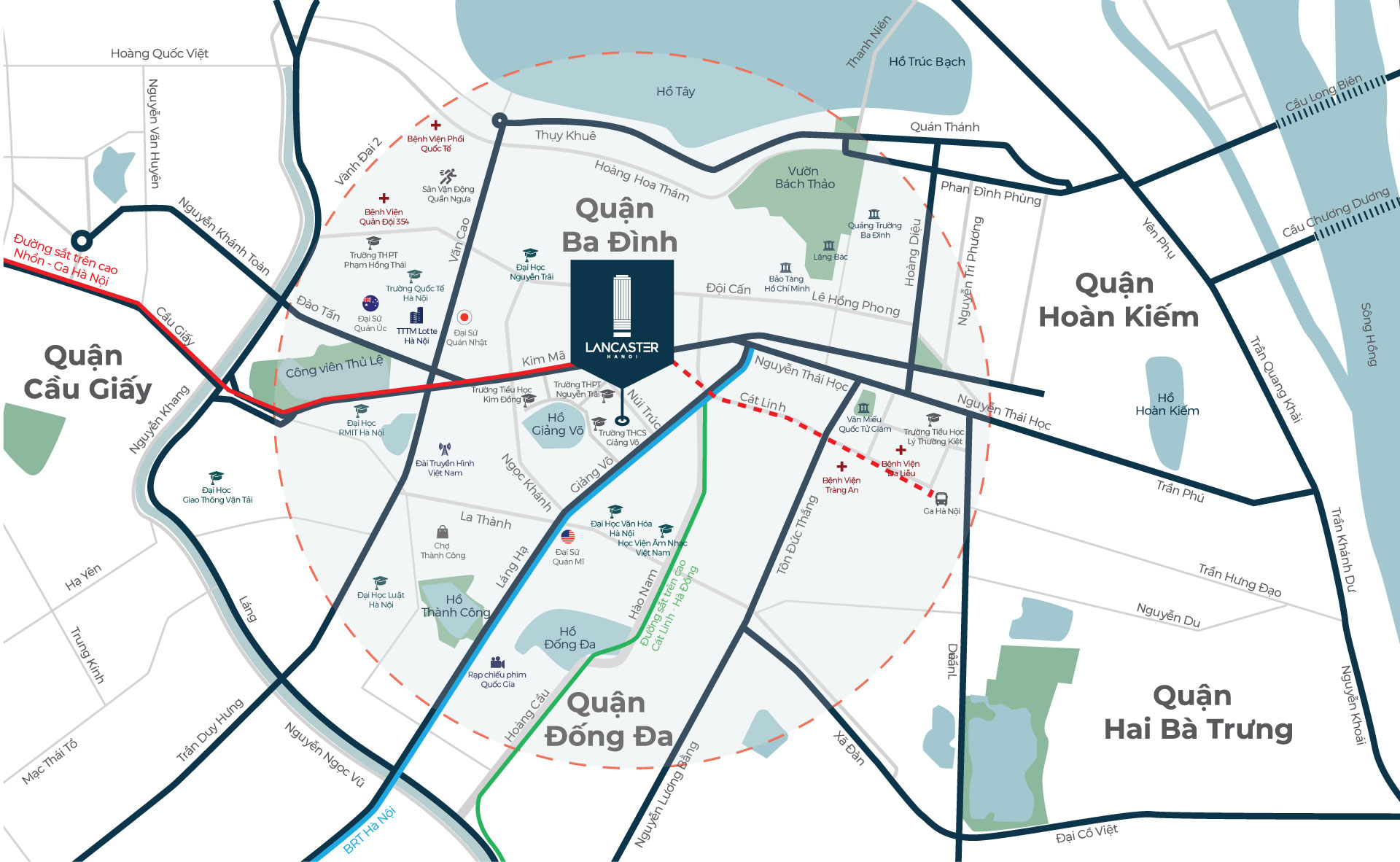 Vị trí căn hộ chung cư Lancaster Núi Trúc Hà Nội