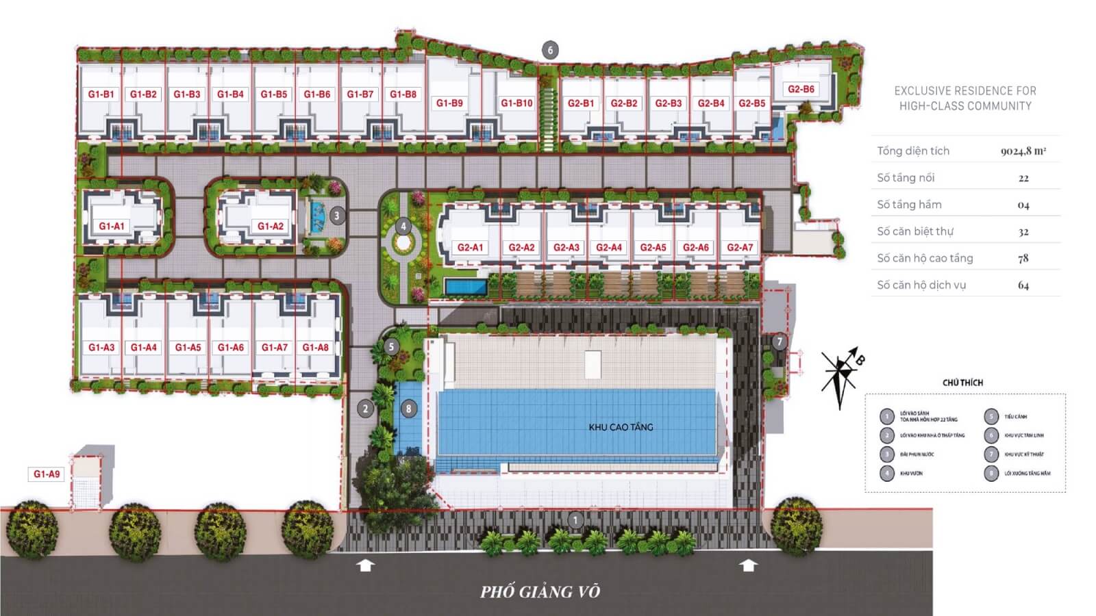 Mặt bằng khu liền kề, biệt thự thấp tầng tại dự án Grandeur Palace