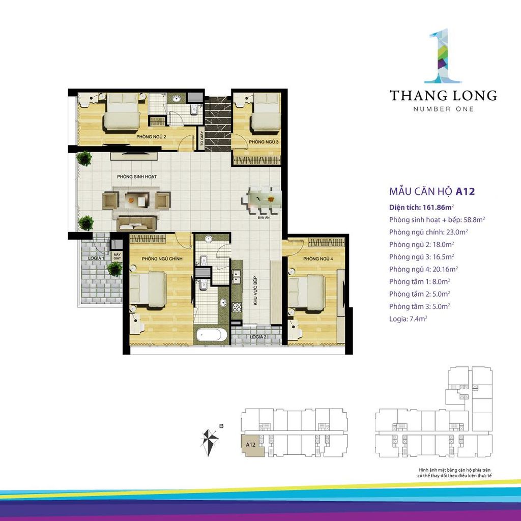 Mặt bằng căn hộ A12 tòa A Thăng Long Number One