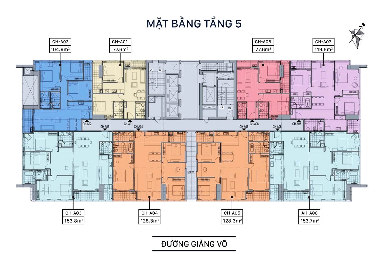 Mặt bằng khu chung cư tầng 5 Grandeur Palace