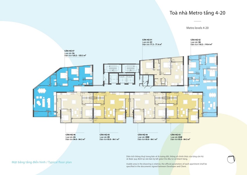 Mặt bằng tầng 4-20 tòa METRO tại Kosmo Tây Hồ