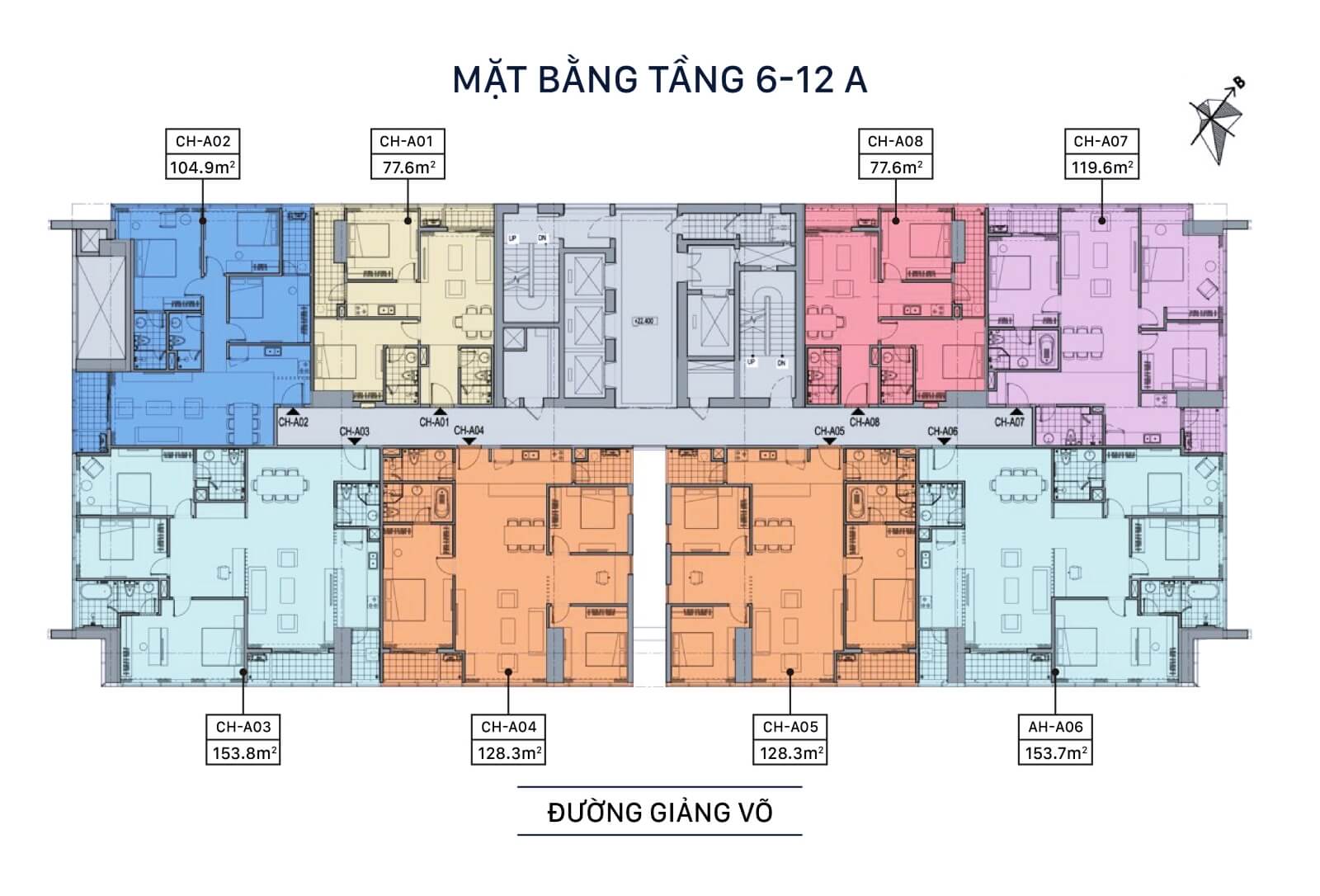 Mặt bằng khu chung cư tầng 6 - 12A Grandeur Palace