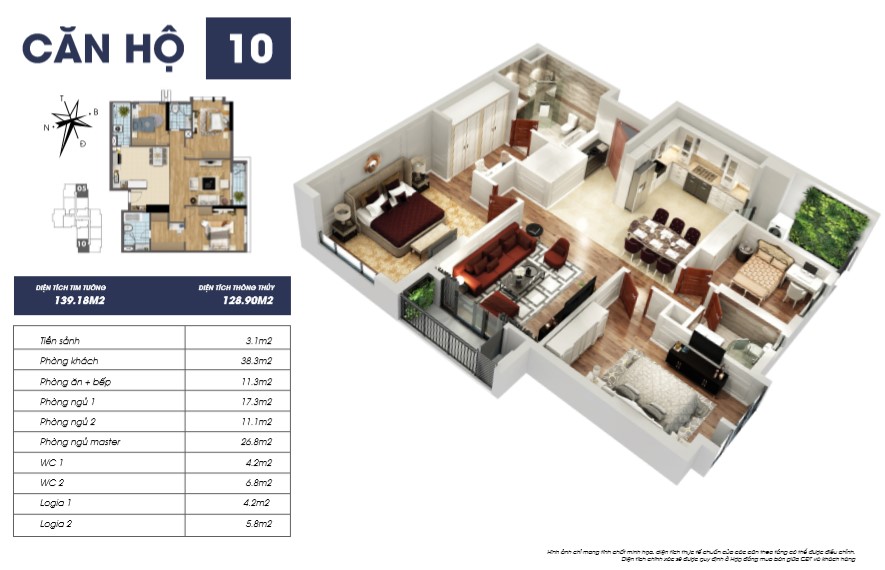 Mặt bằng căn hộ 10 tòa Sapphire 2