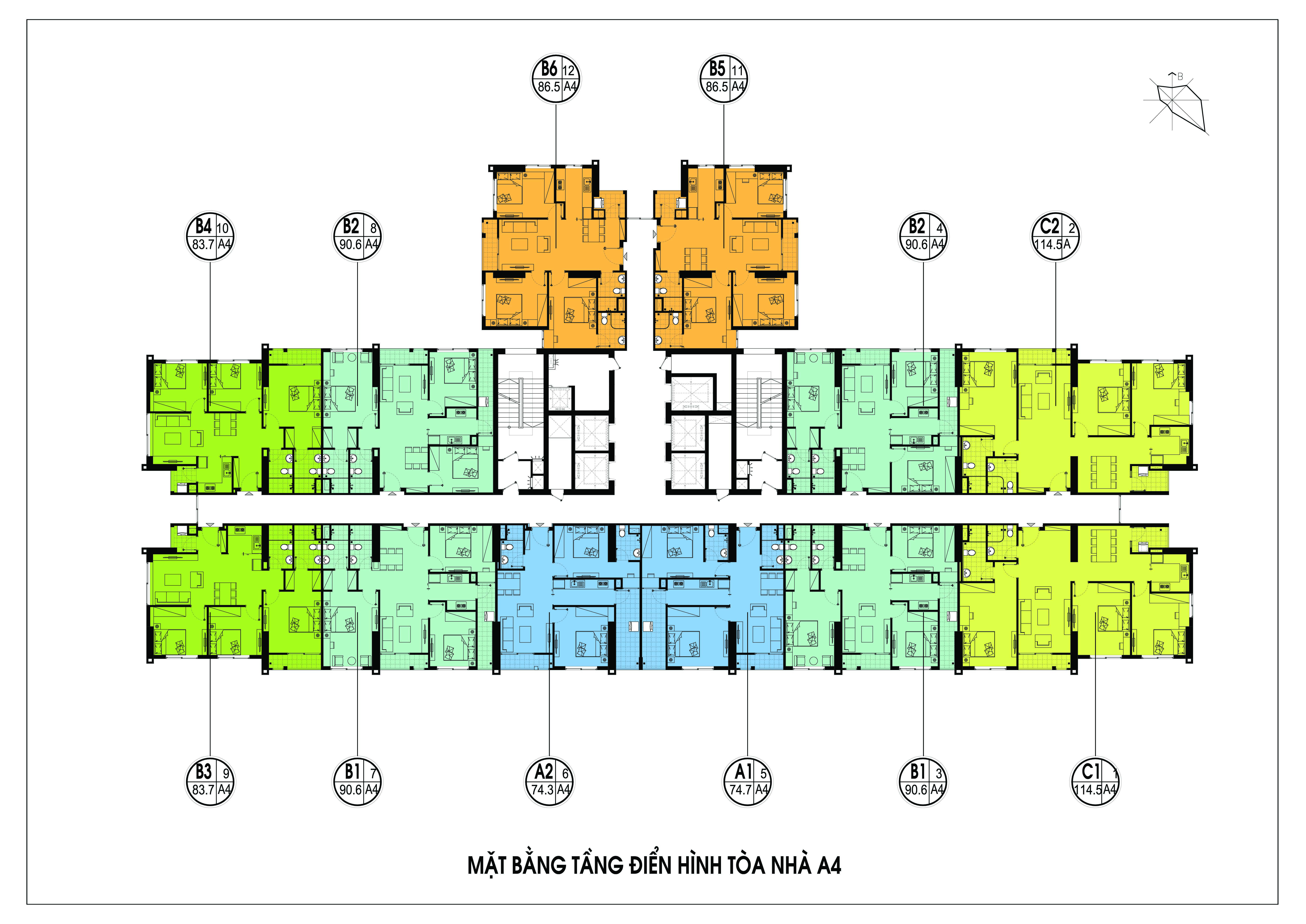 Mặt bằng tầng điển hình tòa A4 chung cư An Bình City