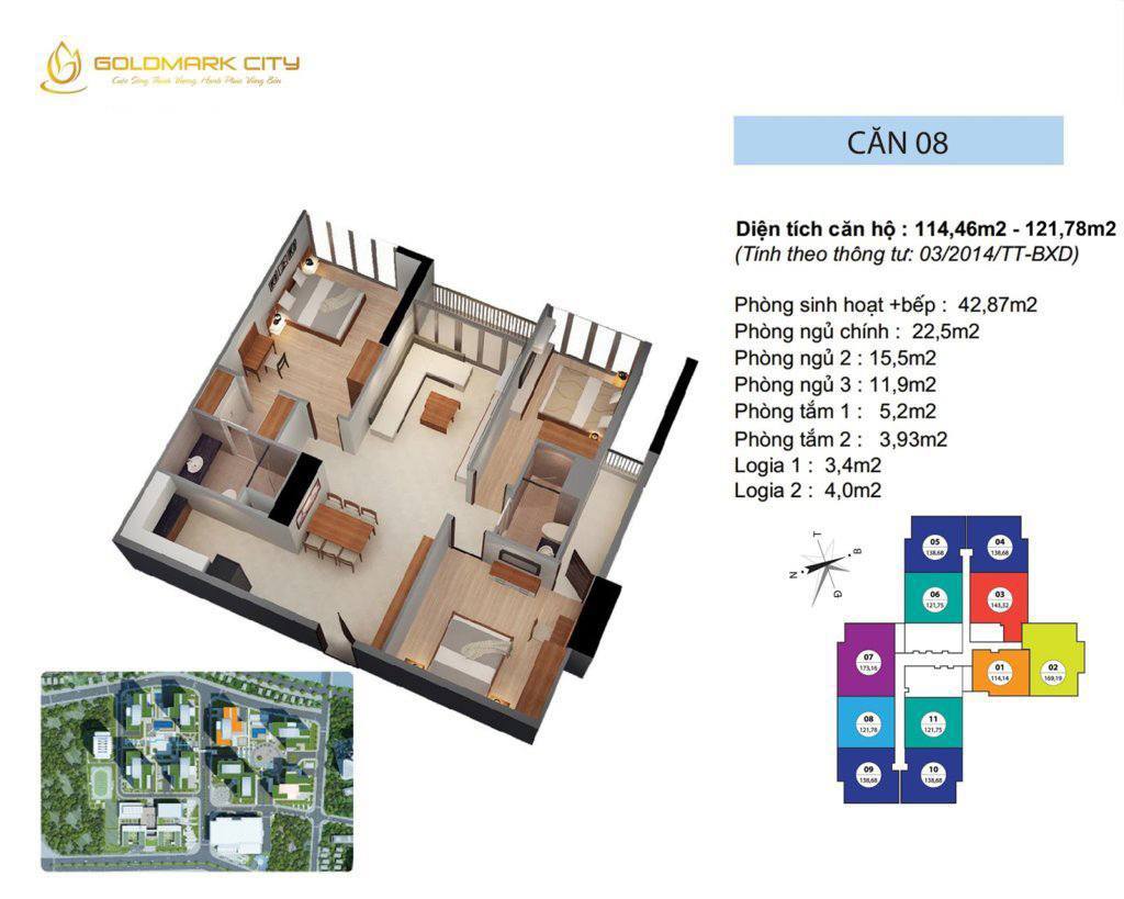 Mặt bằng căn hộ 08 tòa Ruby 1